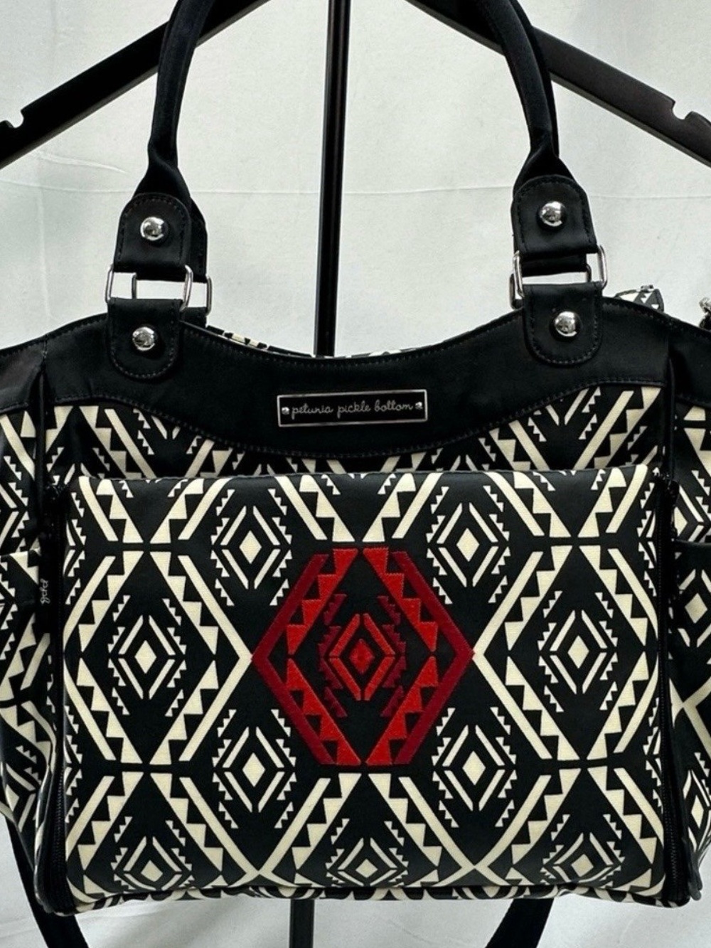petunia pickle bottom Black & Cream Aztec Tote with Red Accent